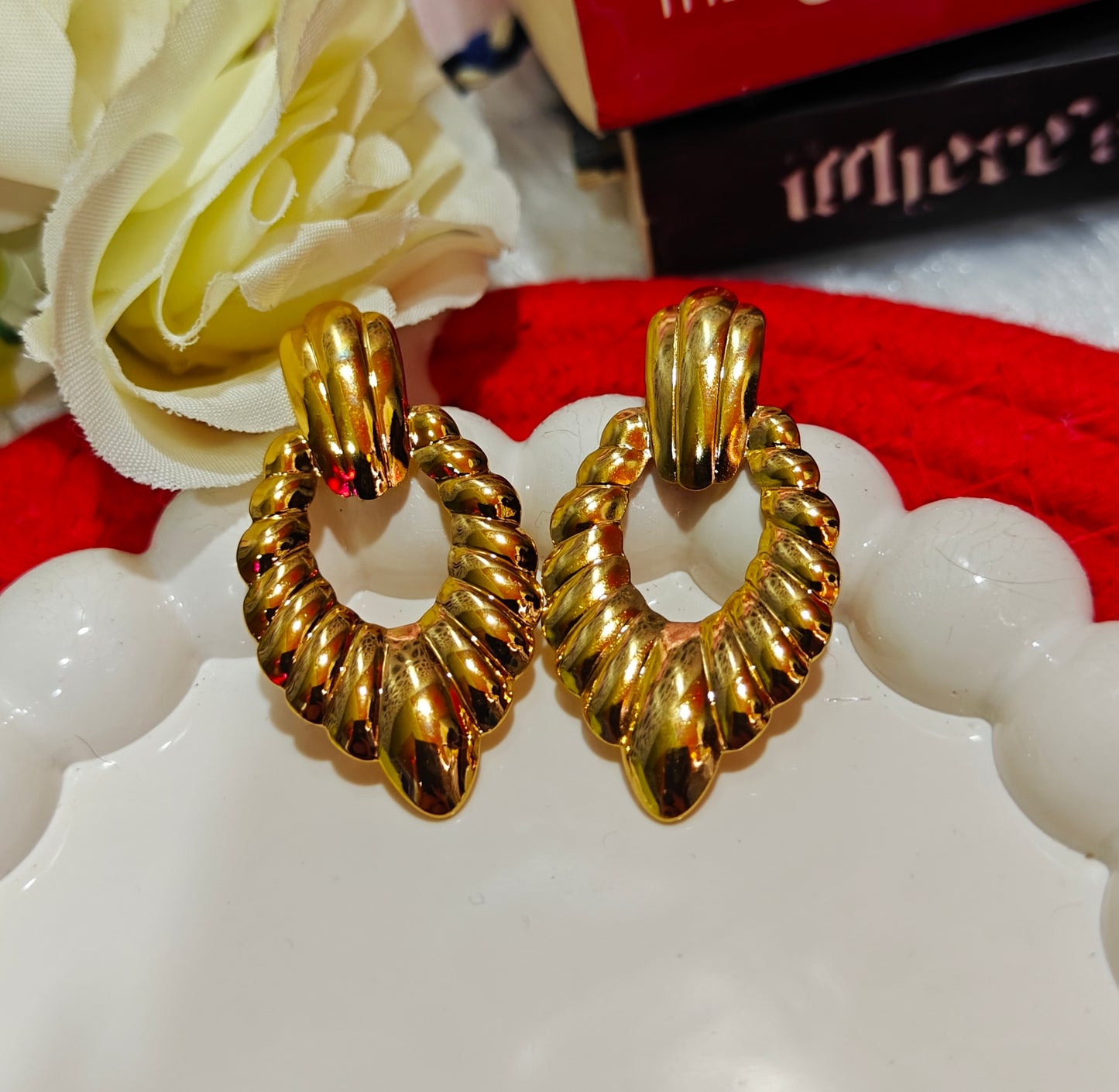 Twisted Gold-Tone Drop Earrings – Elegant Anti-Tarnish