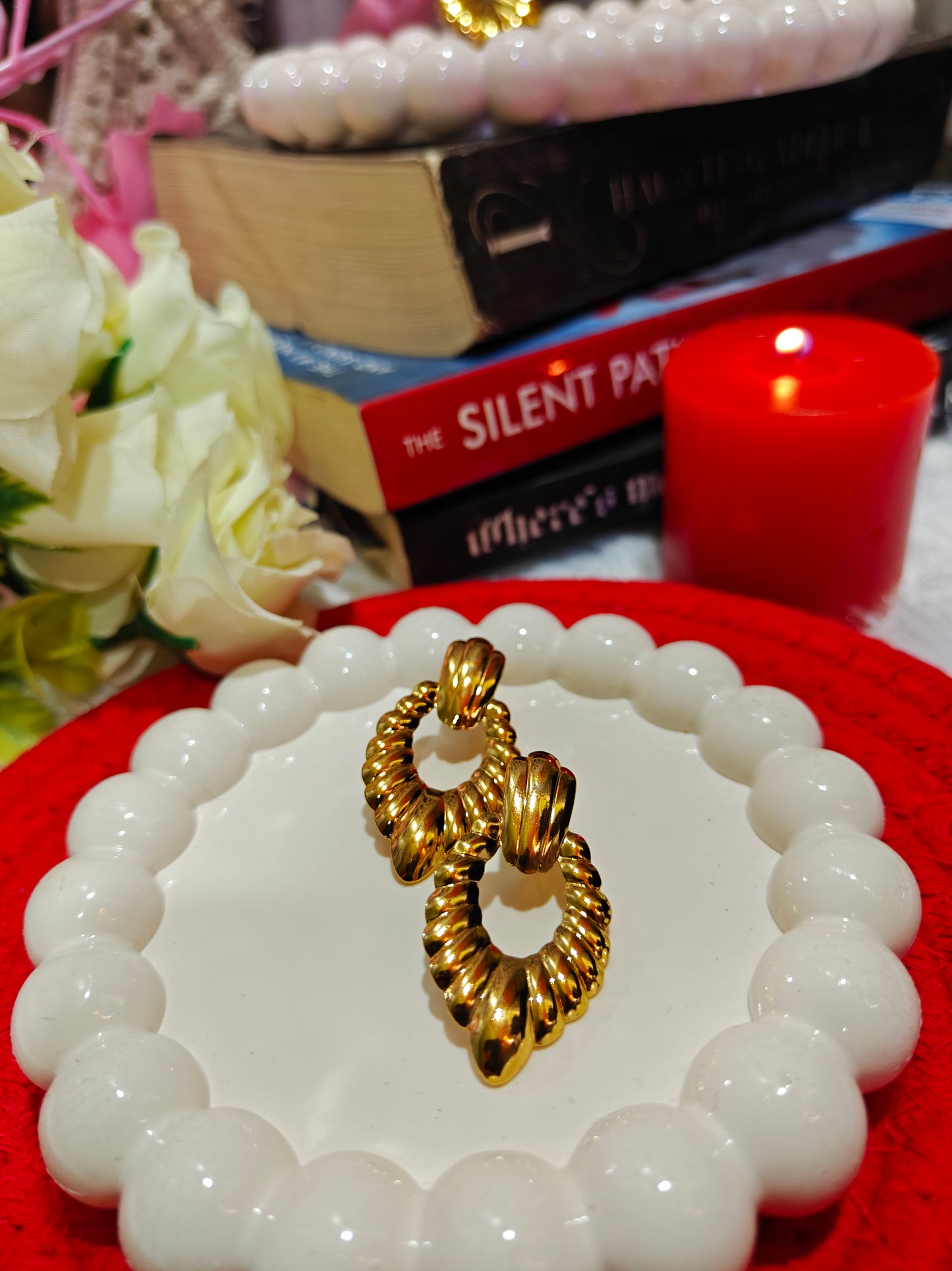 Twisted Gold-Tone Drop Earrings – Elegant Anti-Tarnish