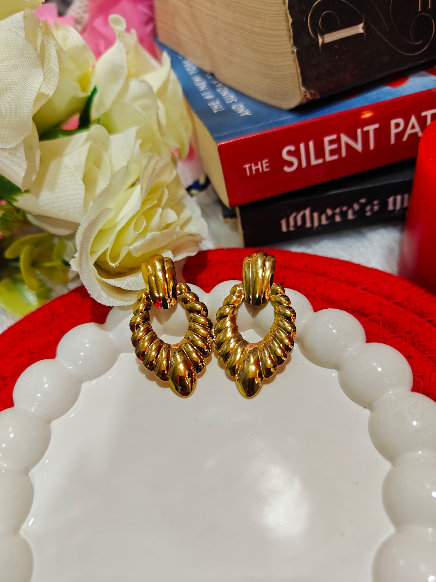 Twisted Gold-Tone Drop Earrings – Elegant Anti-Tarnish