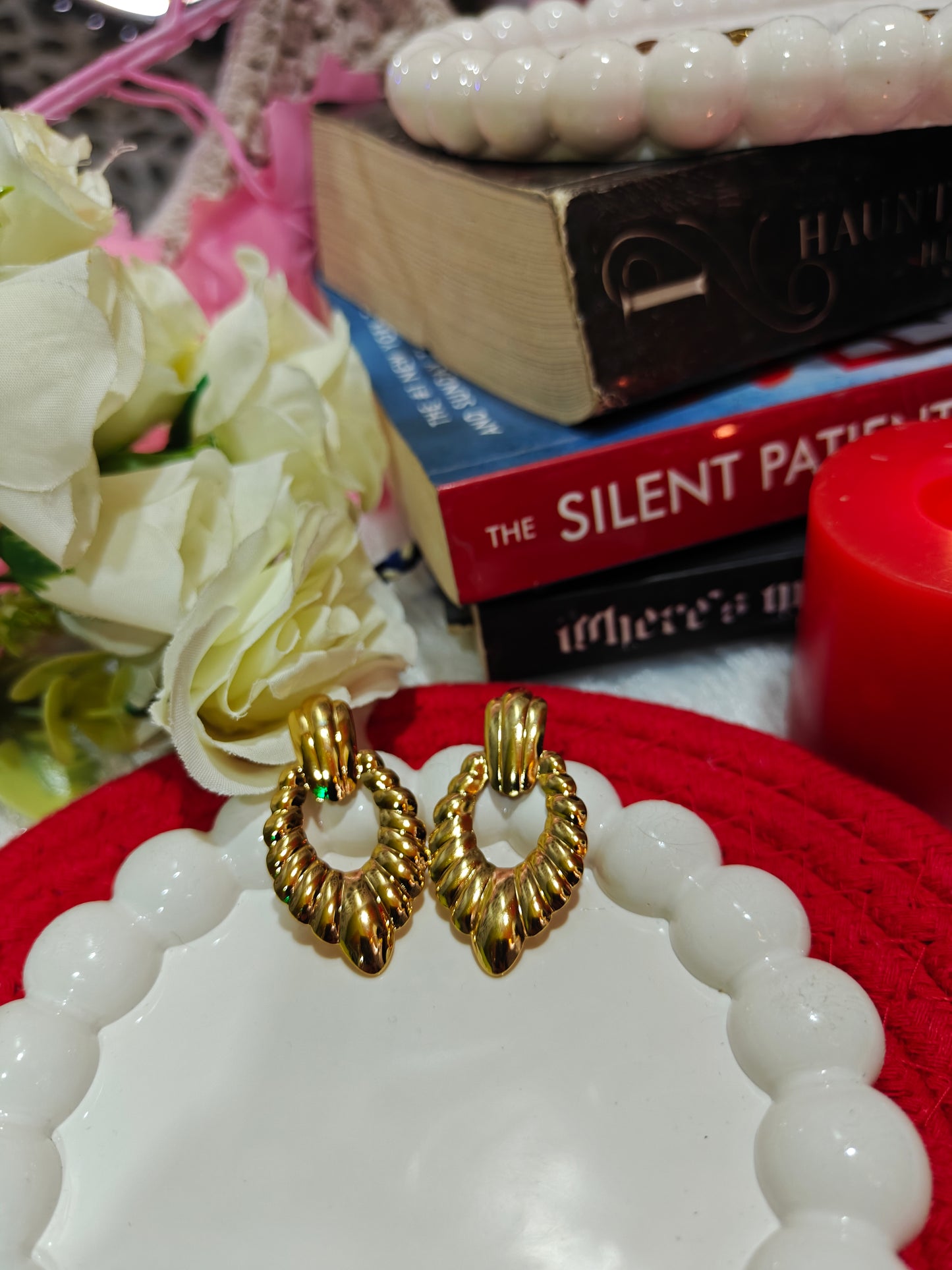 Twisted Gold-Tone Drop Earrings – Elegant Anti-Tarnish