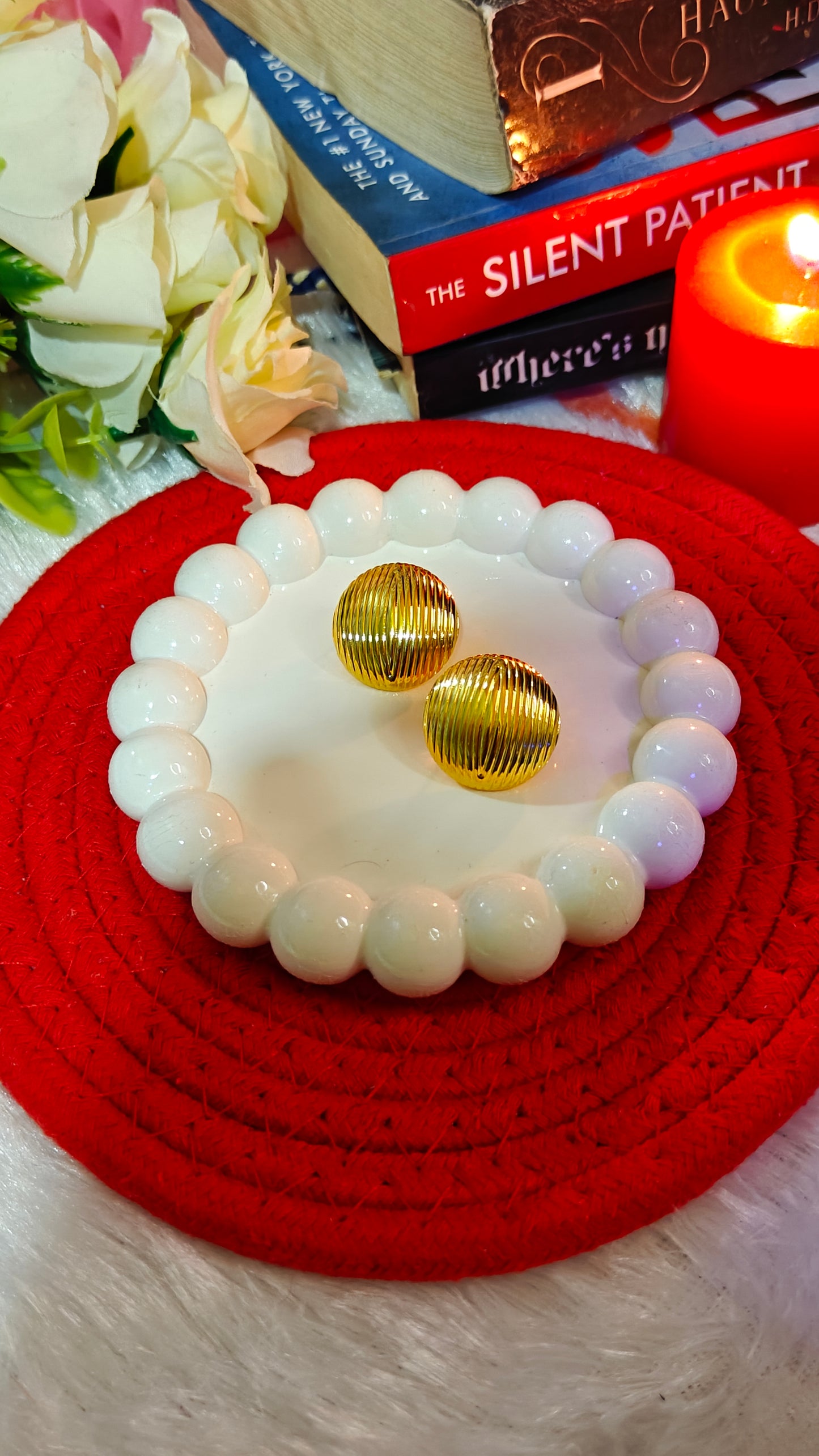 "Glow Up Your Look: Gold Ribbed Dome Studs ✨"