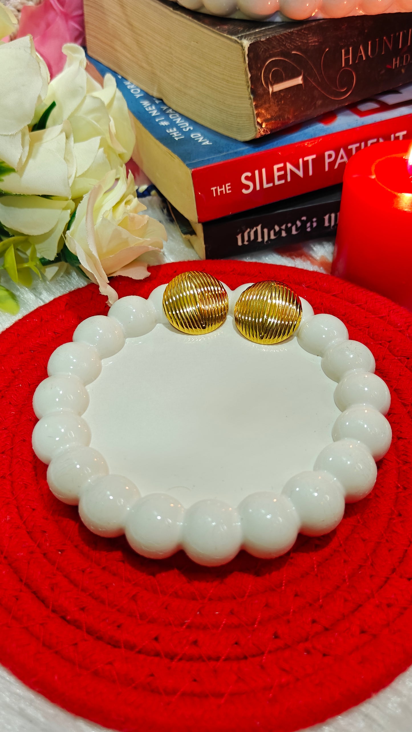 "Glow Up Your Look: Gold Ribbed Dome Studs ✨"