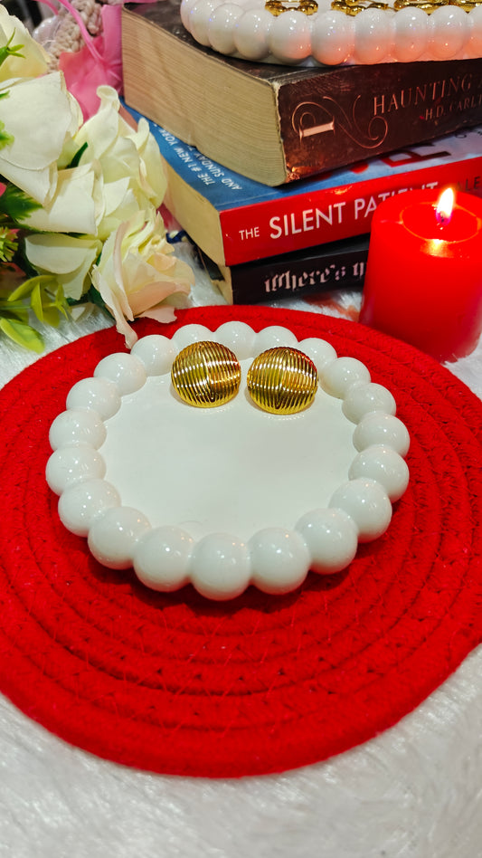 "Glow Up Your Look: Gold Ribbed Dome Studs ✨"