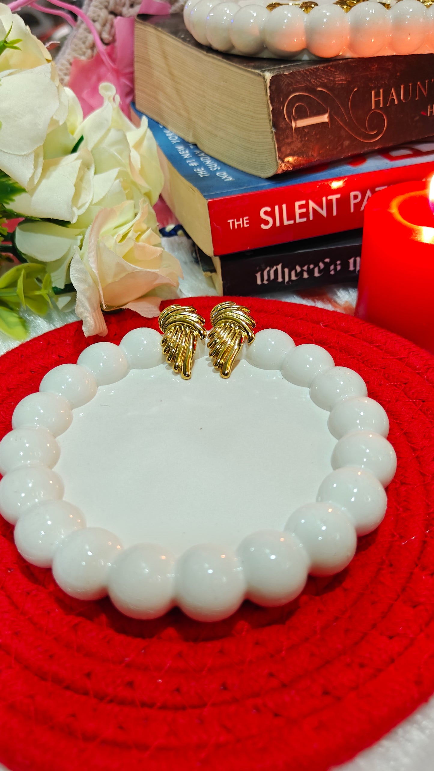 "Golden Embrace: Bold Twisted Elegance Studs for the Fearless Heart" at Dilverse