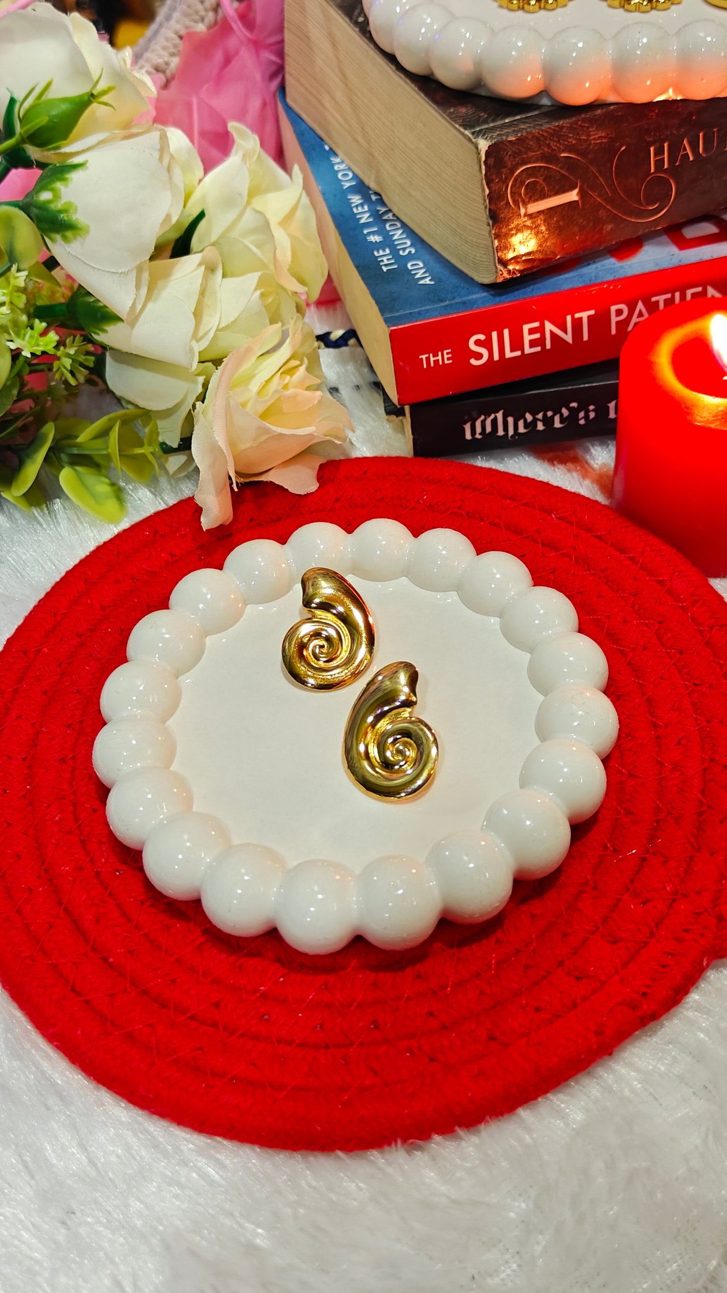 "Golden Whispers: Spirals of Elegance Stud Earrings" at Dilverse
