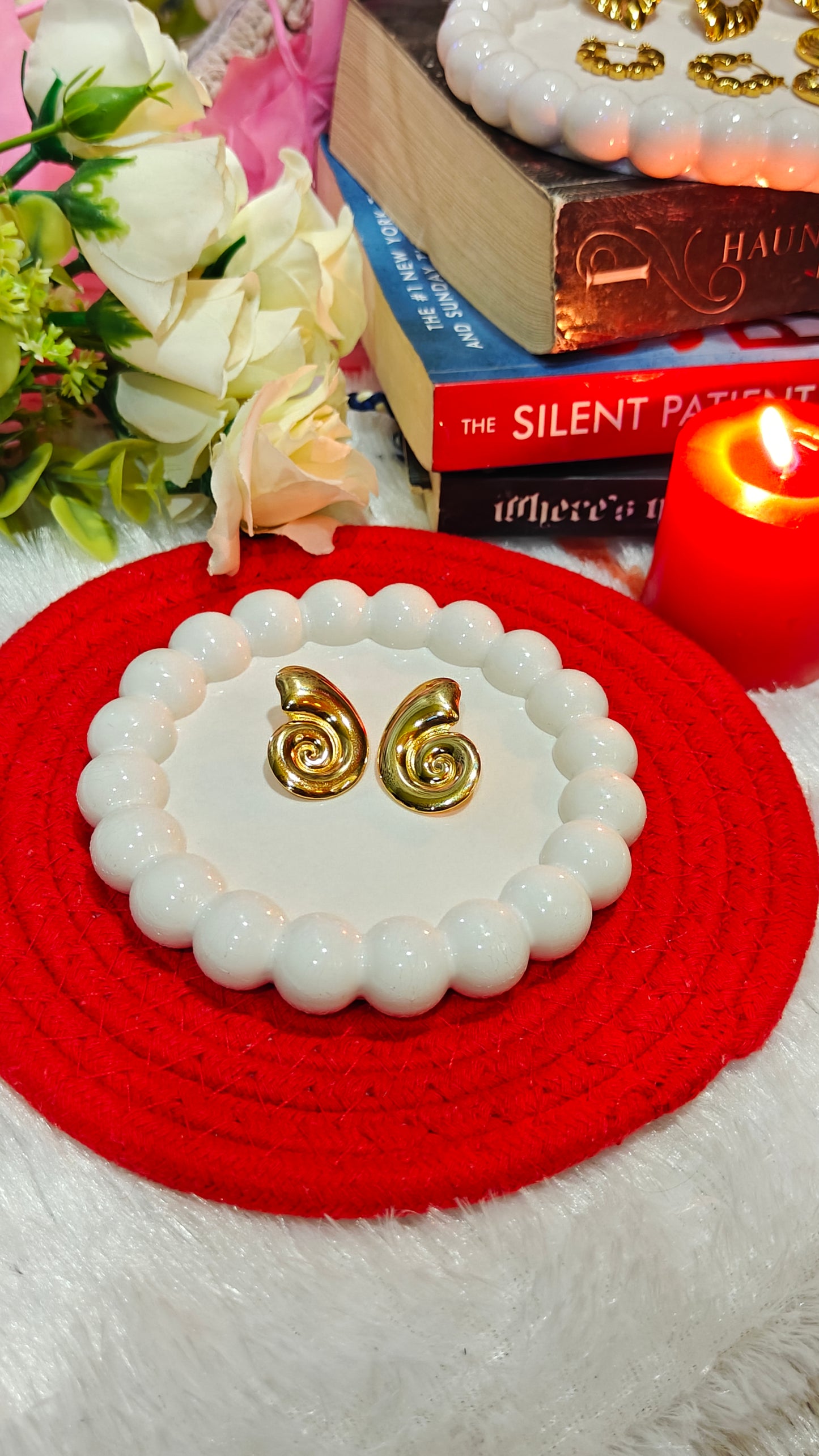 "Golden Whispers: Spirals of Elegance Stud Earrings" at Dilverse
