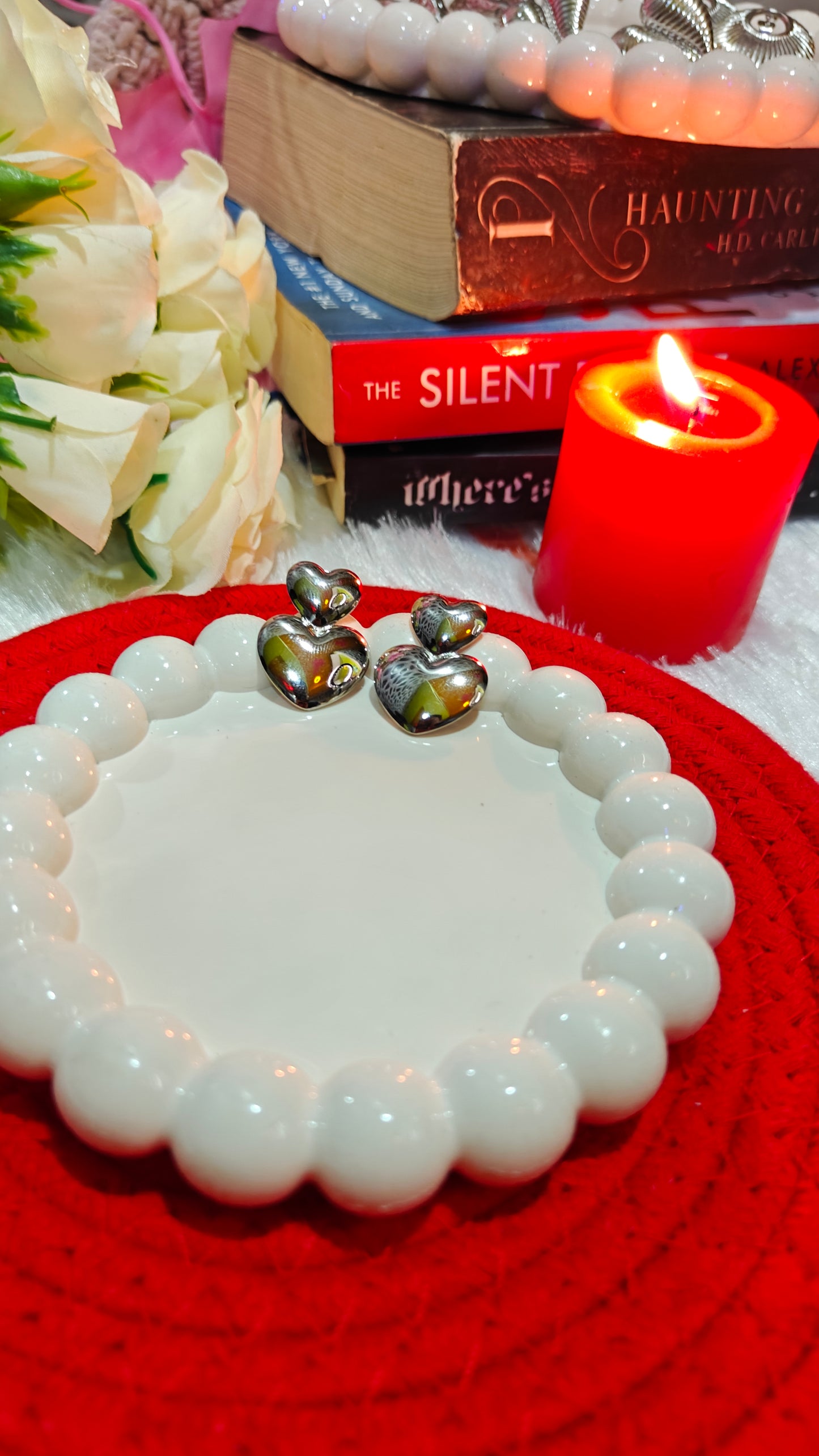 "Silver Whisper: Drop Earrings That Ignite Romance  Radiance"