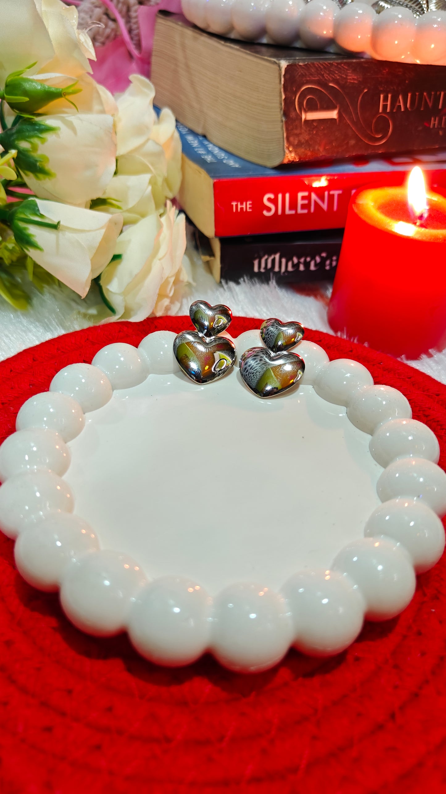 "Silver Whisper: Drop Earrings That Ignite Romance  Radiance"
