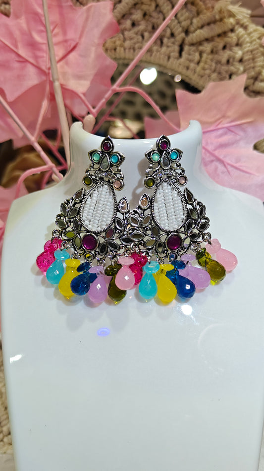 Vibrant Whispers: The Festive Multicolor Elegance Earrings” 🌈 at Dilverse