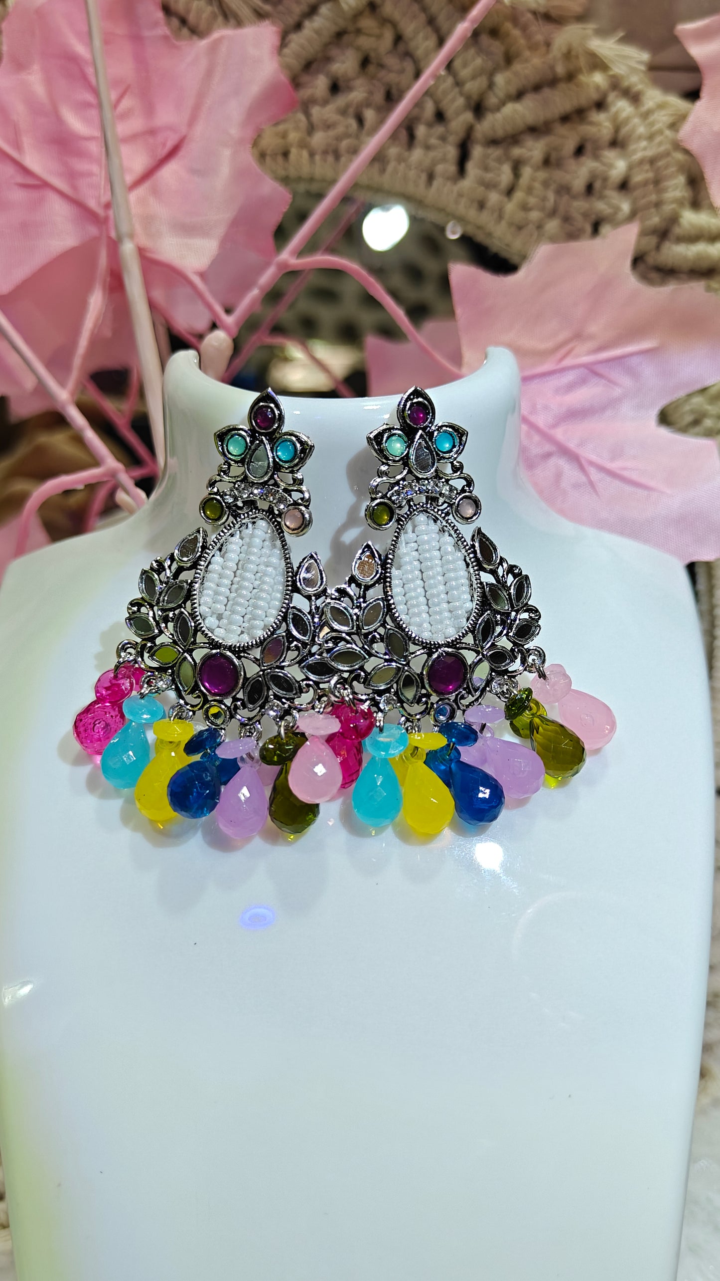 Vibrant Whispers: The Festive Multicolor Elegance Earrings” 🌈 at Dilverse