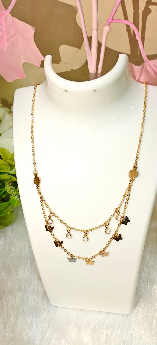 Golden Butterfly Dreams Layered Necklace – Grace in Every Flutter by Dilverse