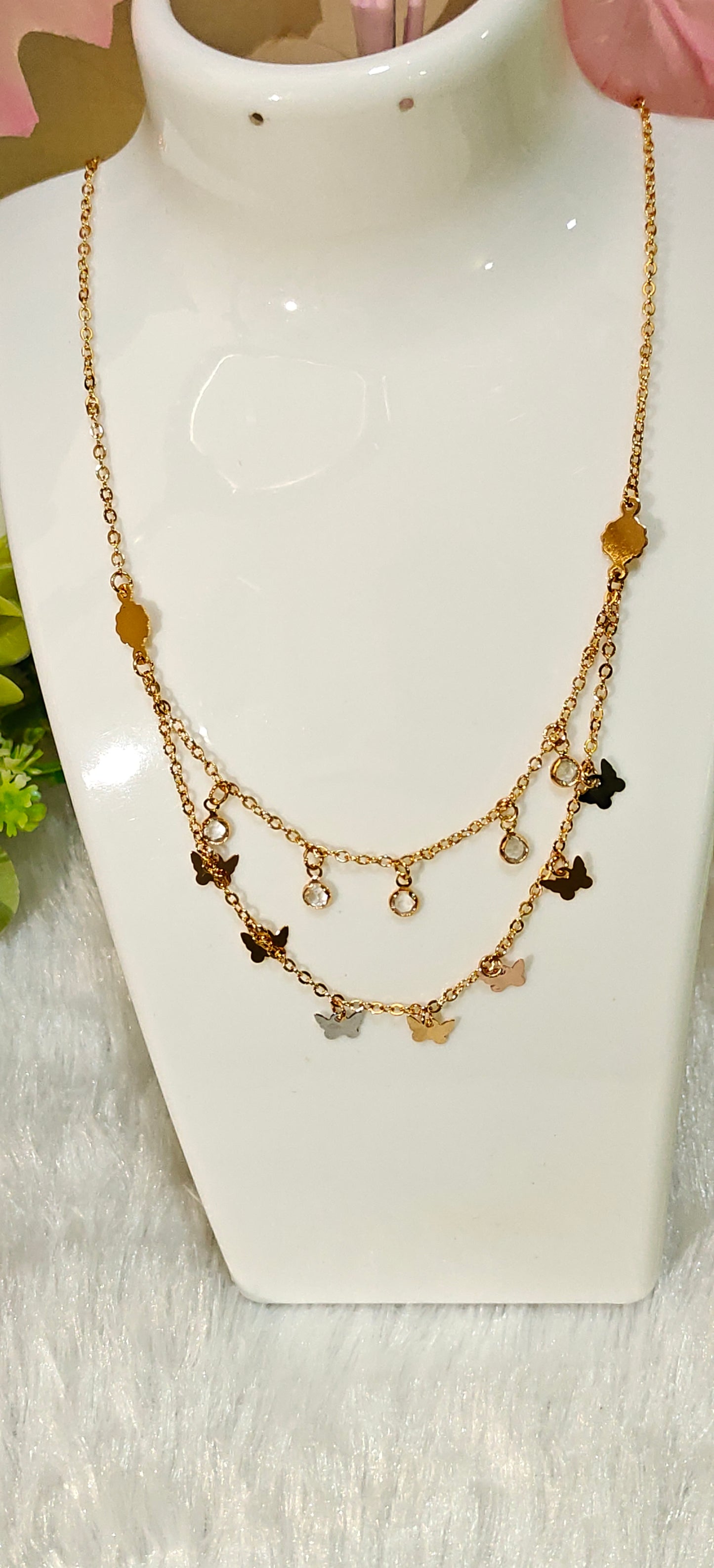 Golden Butterfly Dreams Layered Necklace – Grace in Every Flutter by Dilverse