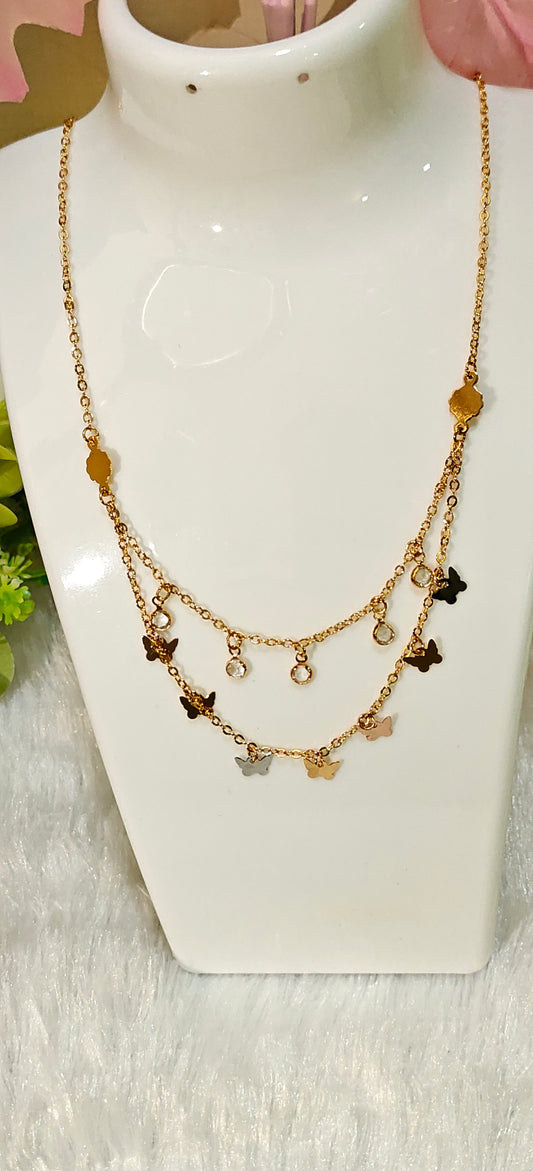 Golden Butterfly Dreams Layered Necklace – Grace in Every Flutter by Dilverse