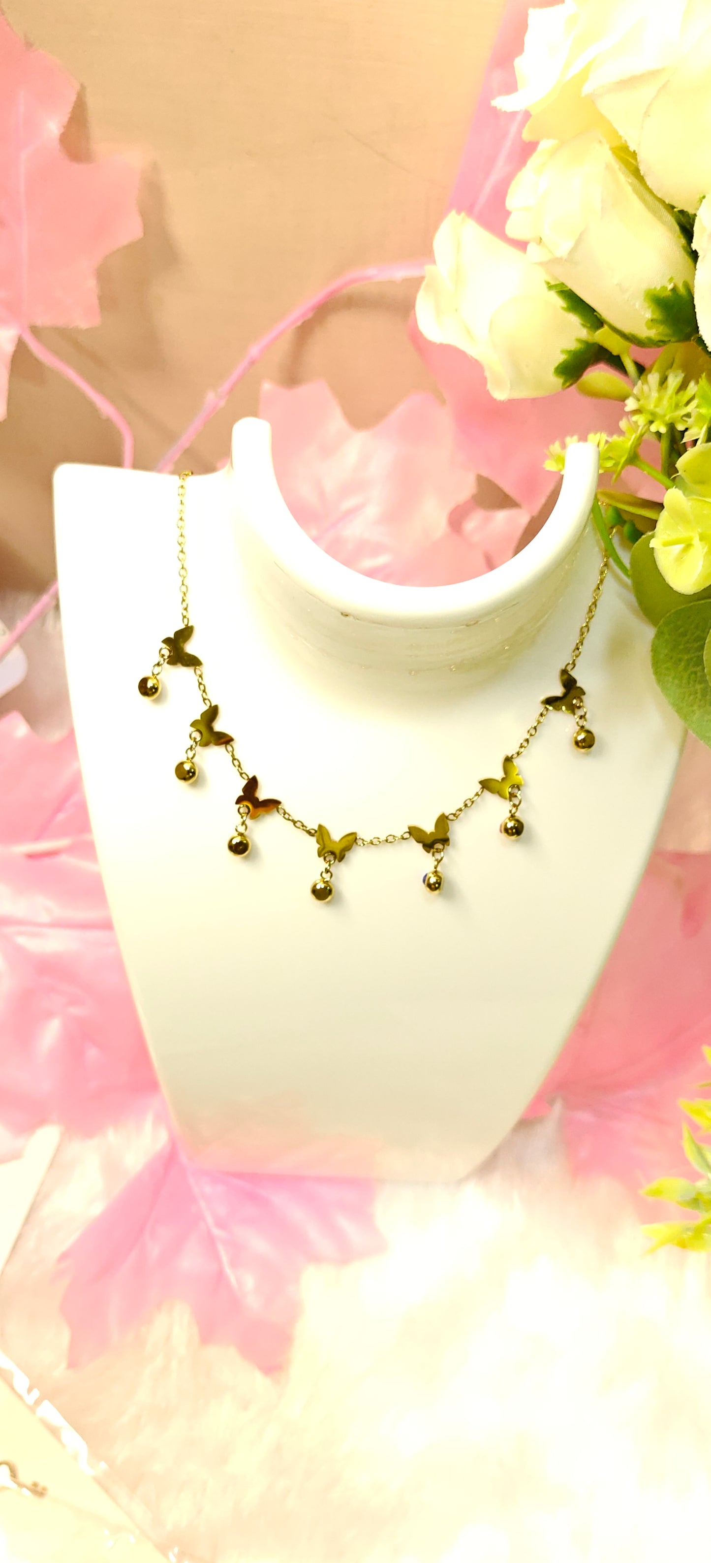 Golden Butterfly Charm Necklace by Dilverse