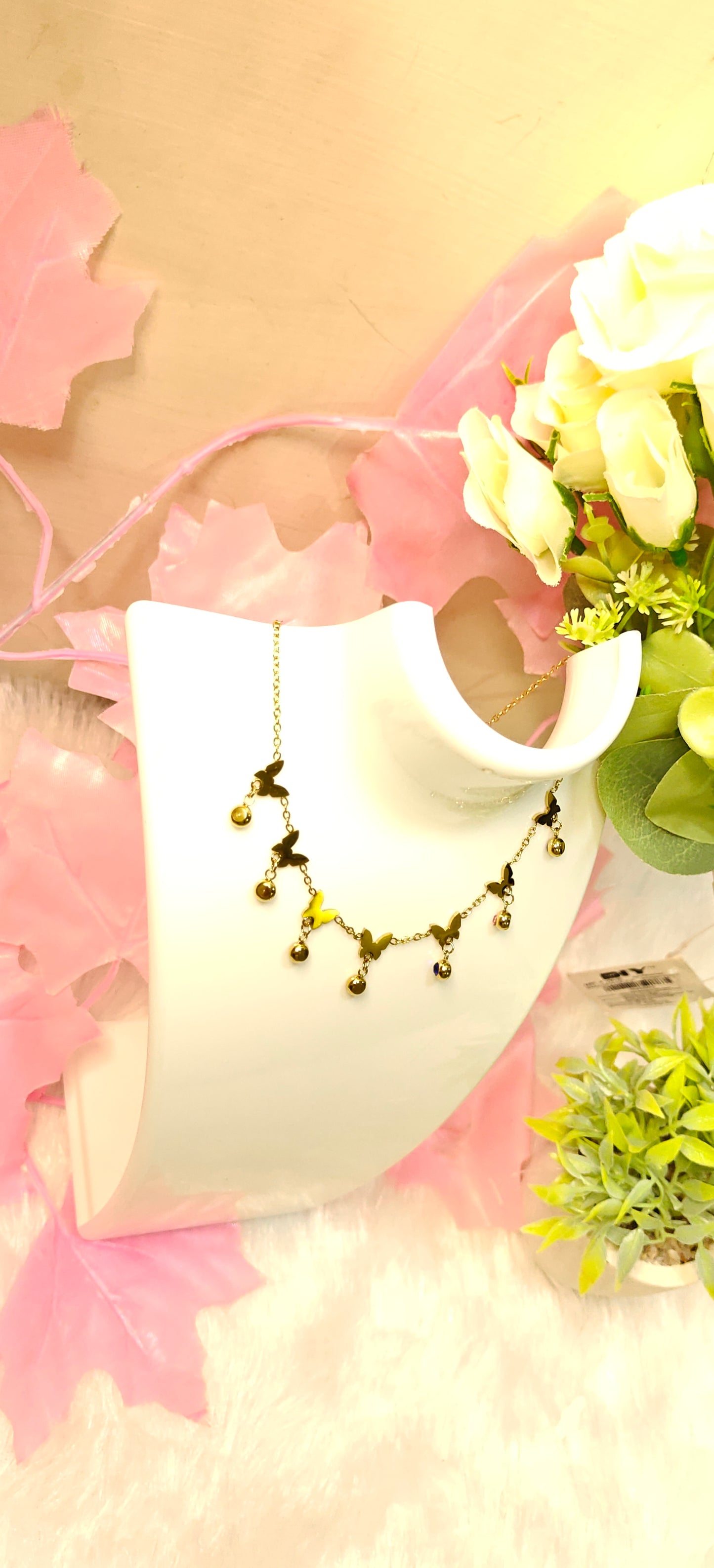 Golden Butterfly Charm Necklace by Dilverse