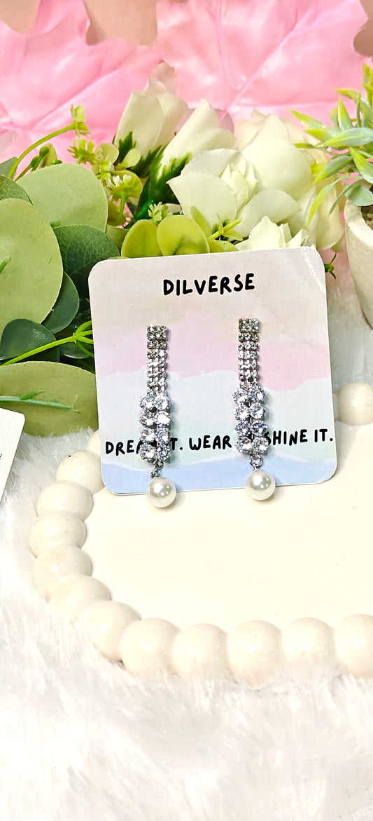 Elegant Crystal & Pearl Drop Earrings by DILVERSE