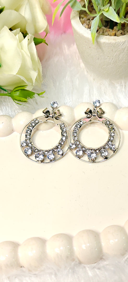 Sparkling Rose Gold and silver Hoop Earrings with Crystal Embellishments by Dilverse
