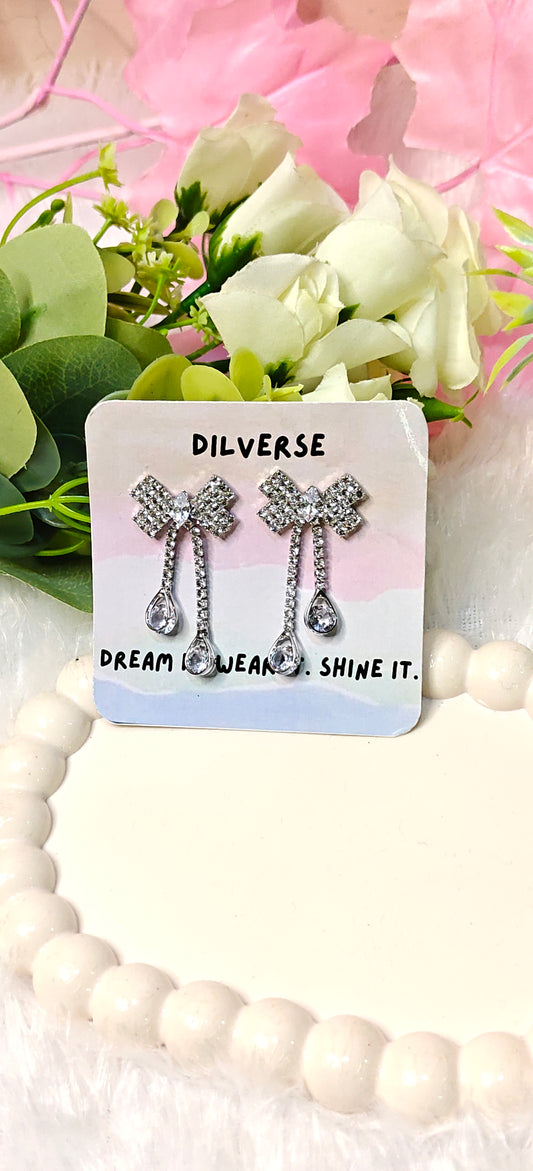 Radiant Bow Crystal Drop Earrings – Elegance Redefined by Dilverse