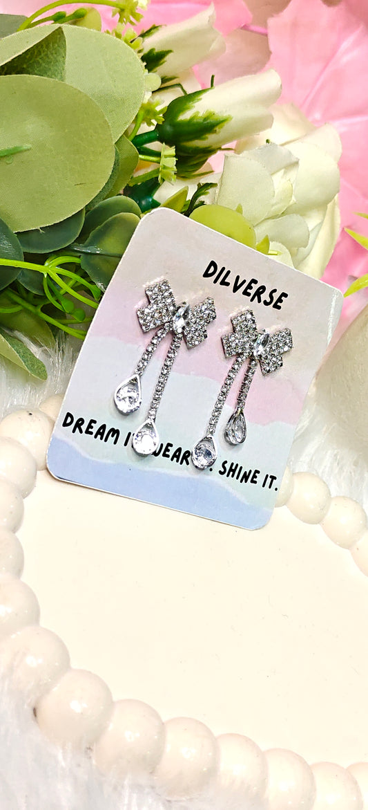 Radiant Bow Crystal Drop Earrings – Elegance Redefined by Dilverse