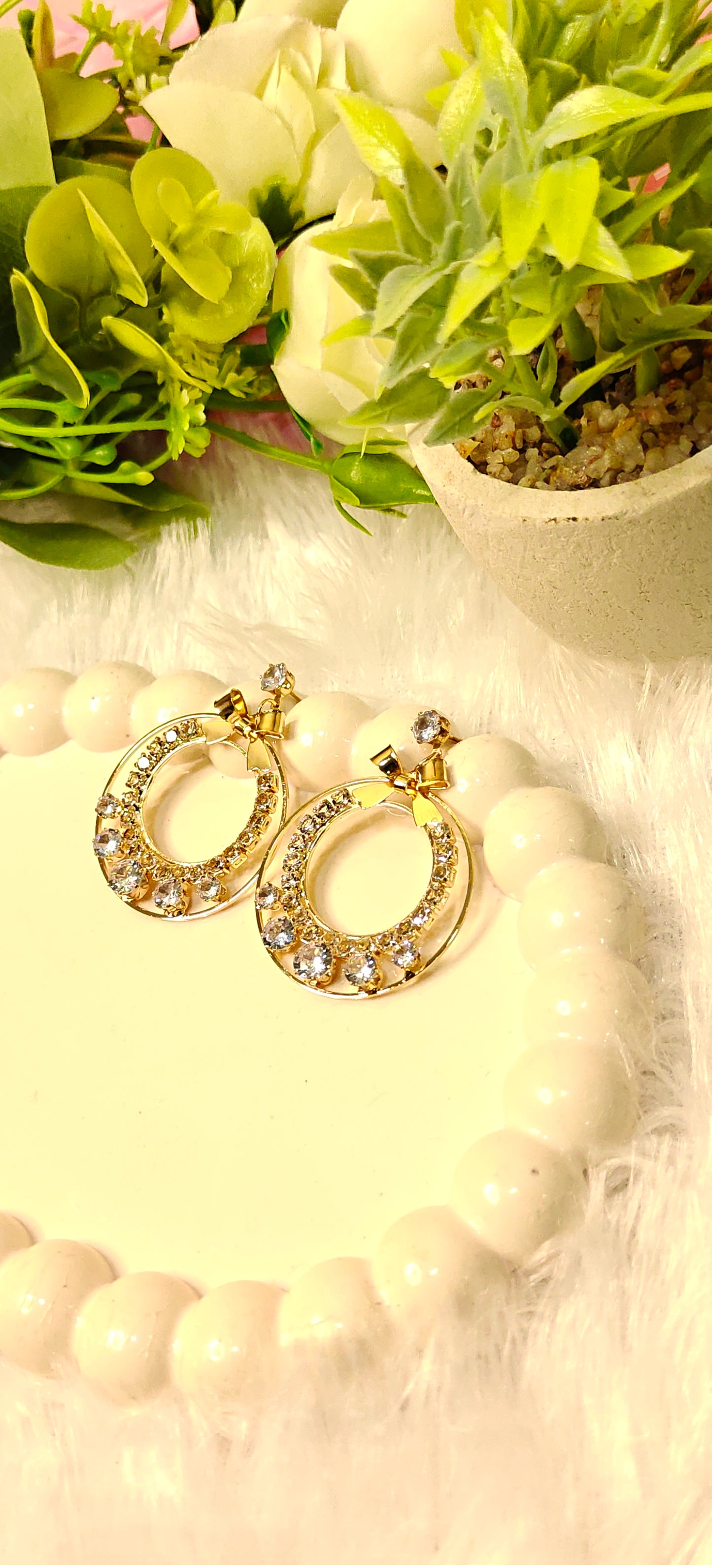 Sparkling Rose Gold and silver Hoop Earrings with Crystal Embellishments by Dilverse