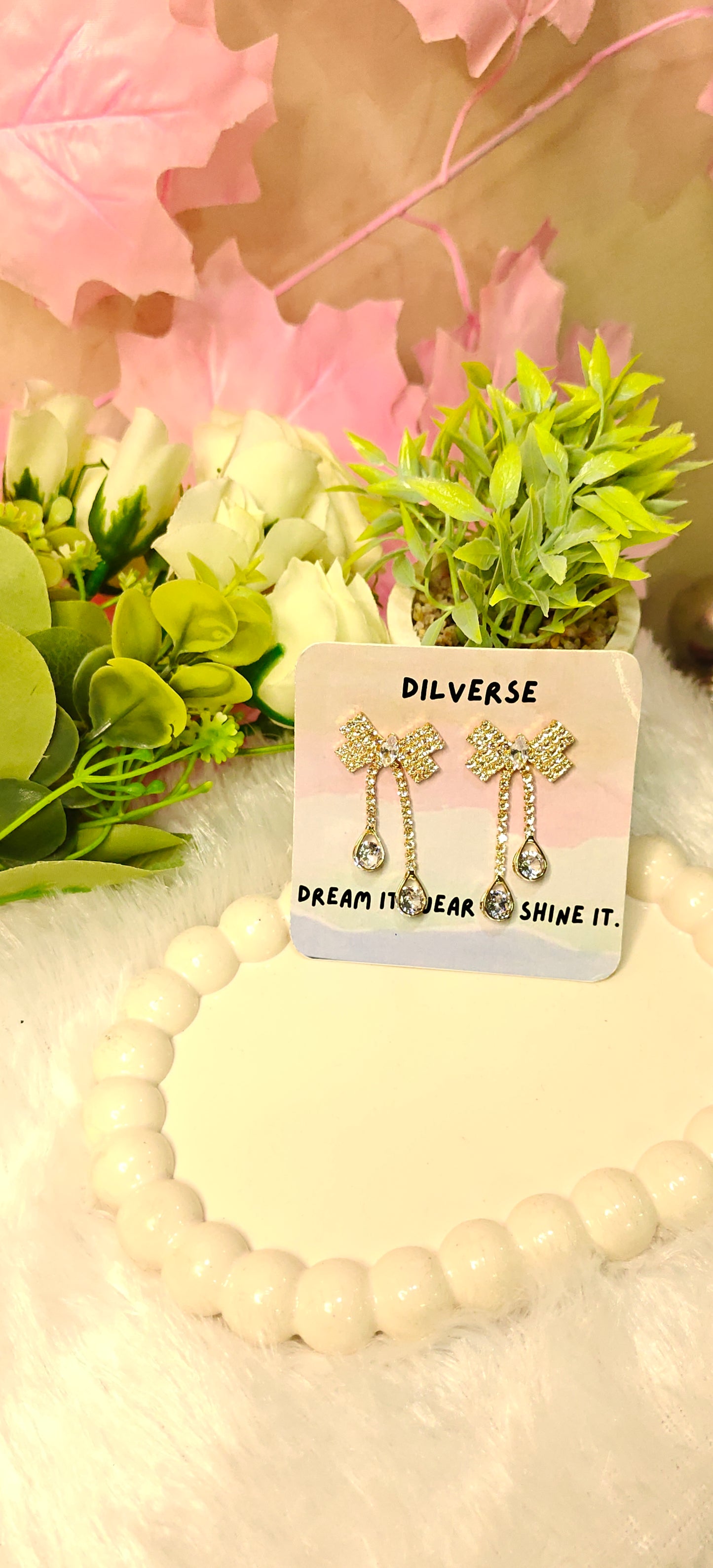 Radiant Bow Crystal Drop Earrings – Elegance Redefined by Dilverse
