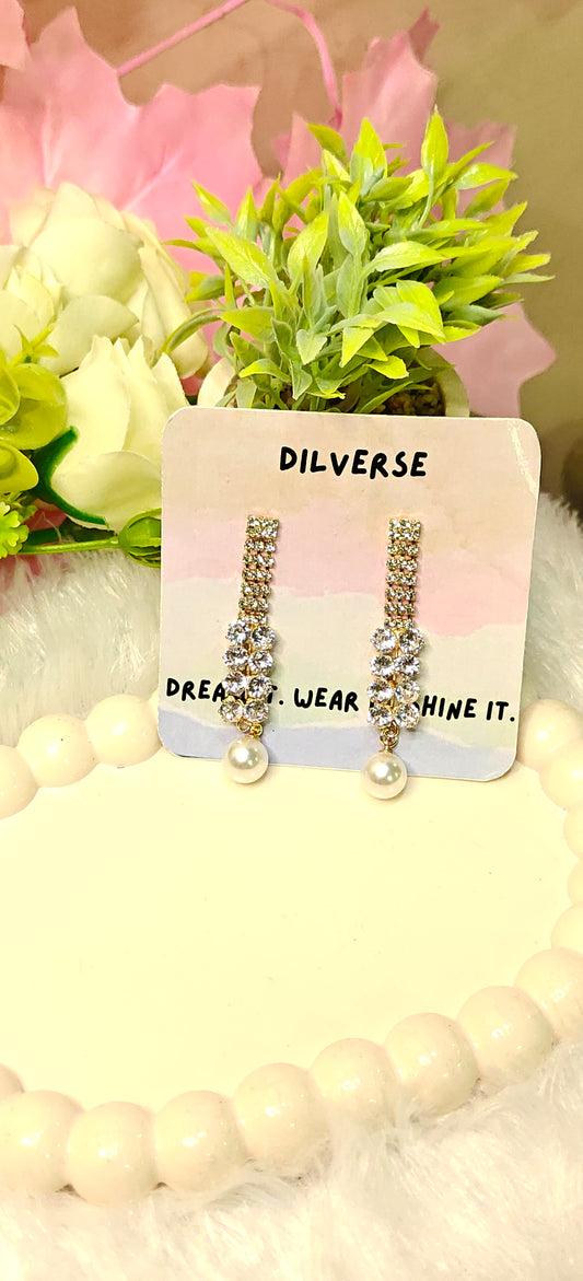 Elegant Crystal & Pearl Drop Earrings by DILVERSE