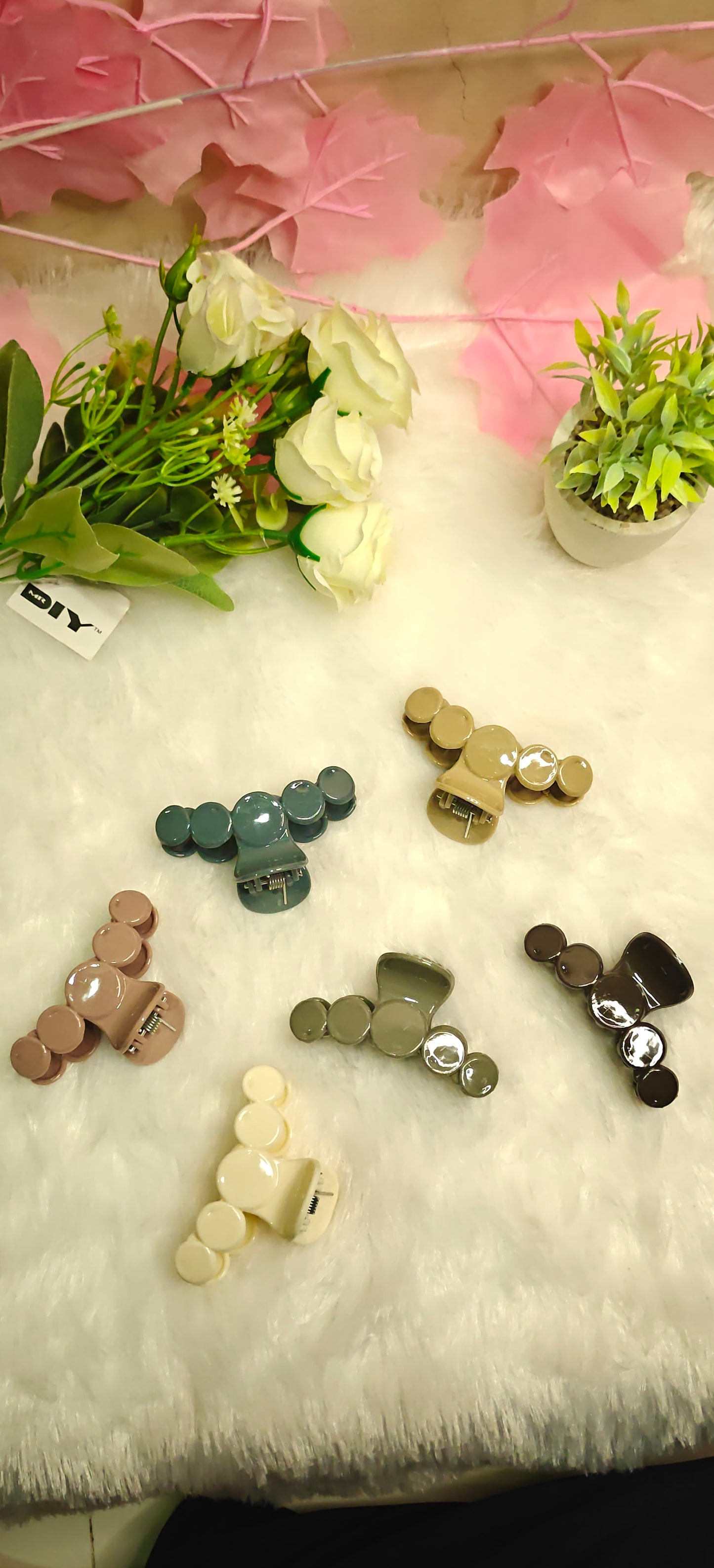 Pastel Color Circle Hair Claw Clips( set of 6 )