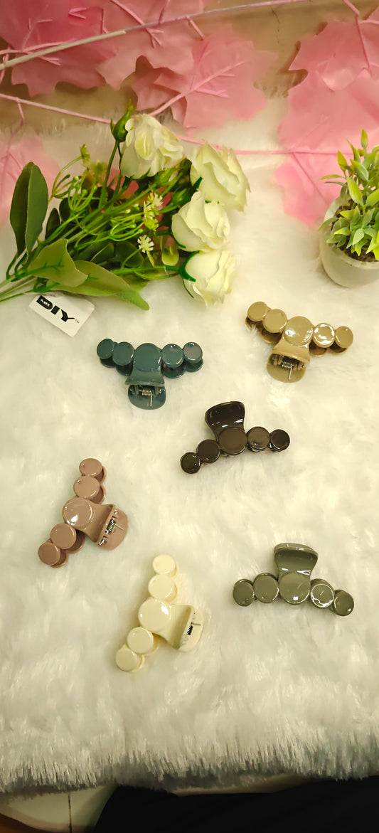 Pastel Color Circle Hair Claw Clips( set of 6 )