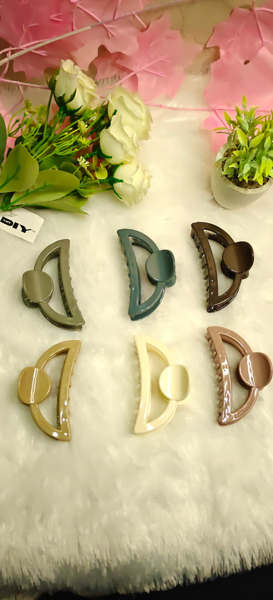 Matte Finish Geometric Hair Claw Clips – Set of 6 Neutral Colors