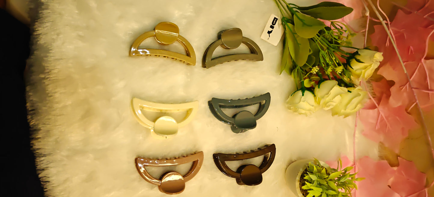 Matte Finish Geometric Hair Claw Clips – Set of 6 Neutral Colors