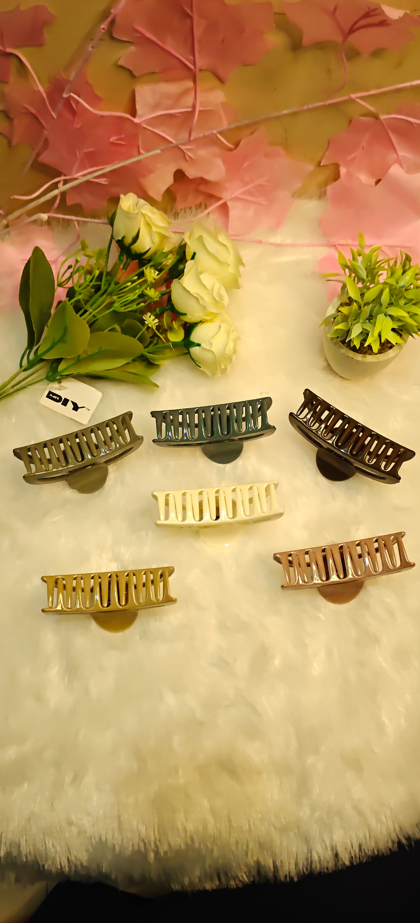 Matte Finish Geometric Hair Claw Clips – Set of 6 Neutral Colors
