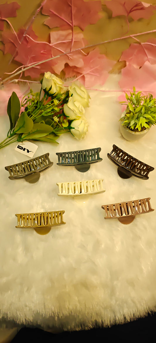 Matte Finish Geometric Hair Claw Clips – Set of 6 Neutral Colors