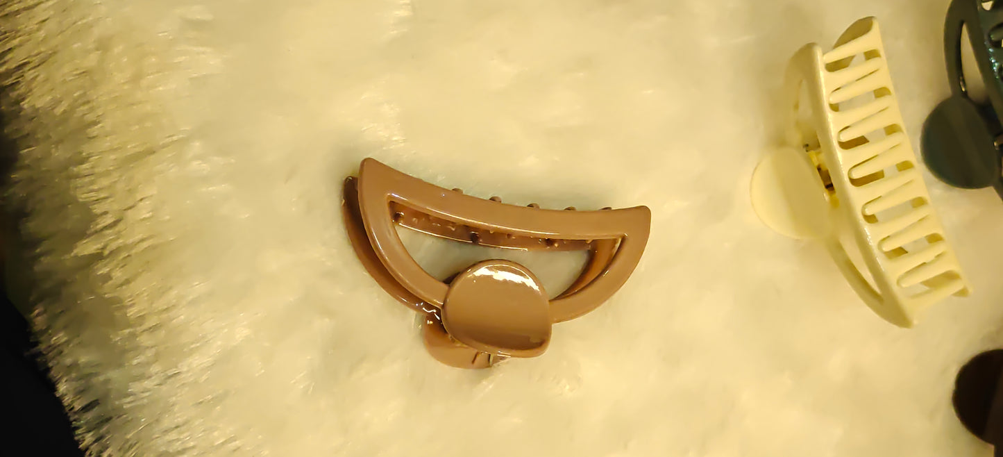 Matte Finish Geometric Hair Claw Clips – Set of 6 Neutral Colors