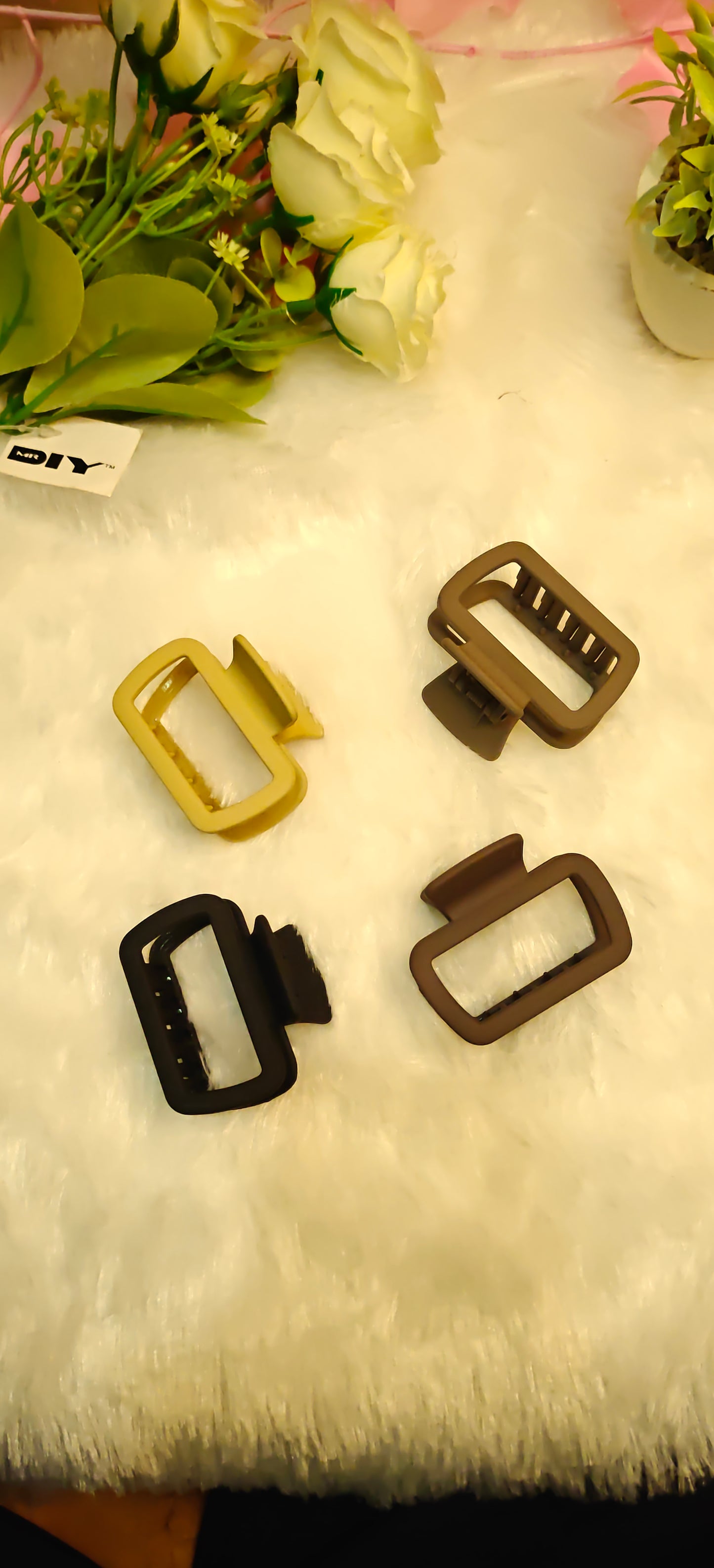 Matte Rectangle Hair Claw Clips – Set of 4 Neutral Colors