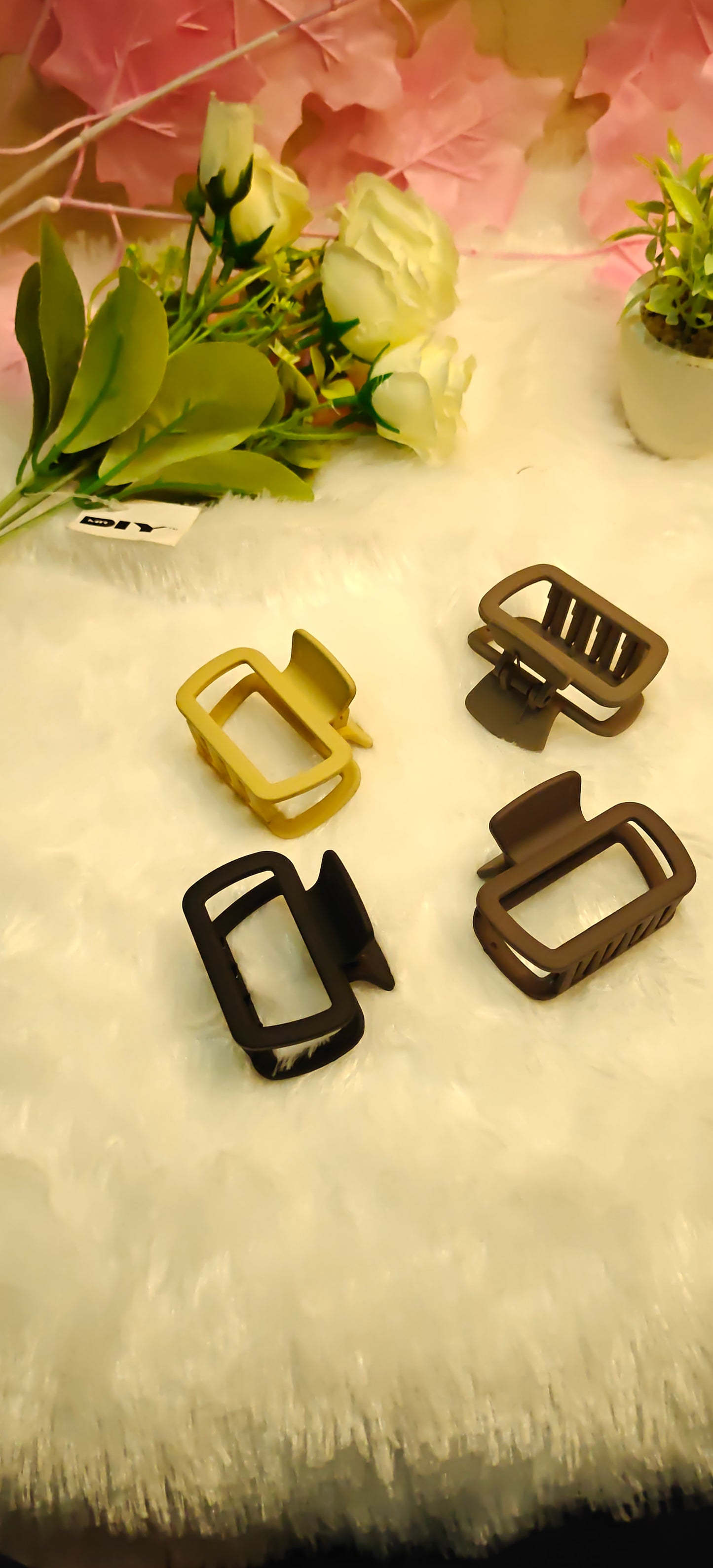 Matte Rectangle Hair Claw Clips – Set of 4 Neutral Colors