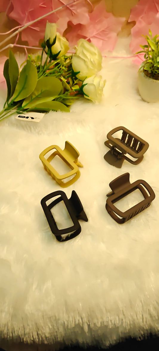Matte Rectangle Hair Claw Clips – Set of 4 Neutral Colors