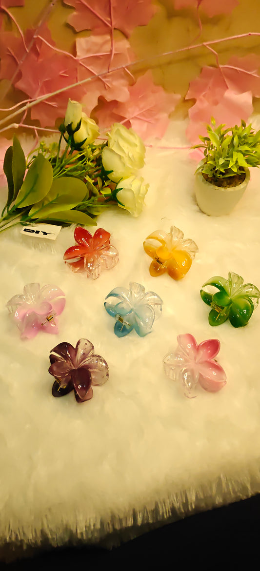 Colorful Flower-Shaped Hair Claw Clips – Set of 6