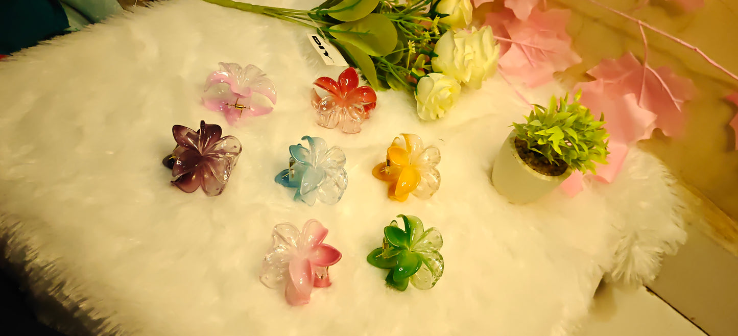 Colorful Flower-Shaped Hair Claw Clips – Set of 6