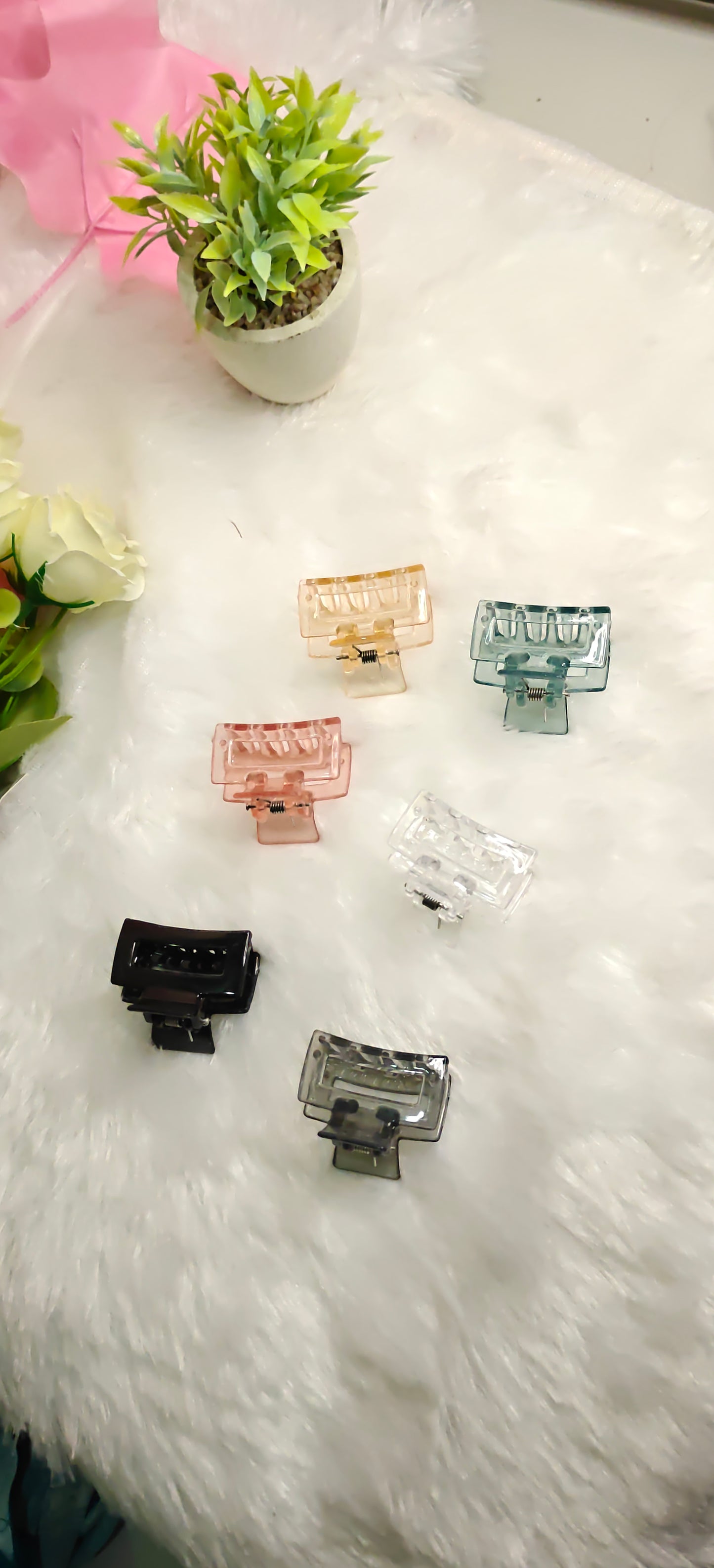 Set of 12 Pastel Acrylic Hair Claw Clips – Mini Square Barrettes for Women and Girls