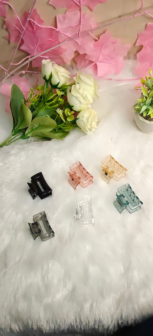 Set of 12 Pastel Acrylic Hair Claw Clips – Mini Square Barrettes for Women and Girls