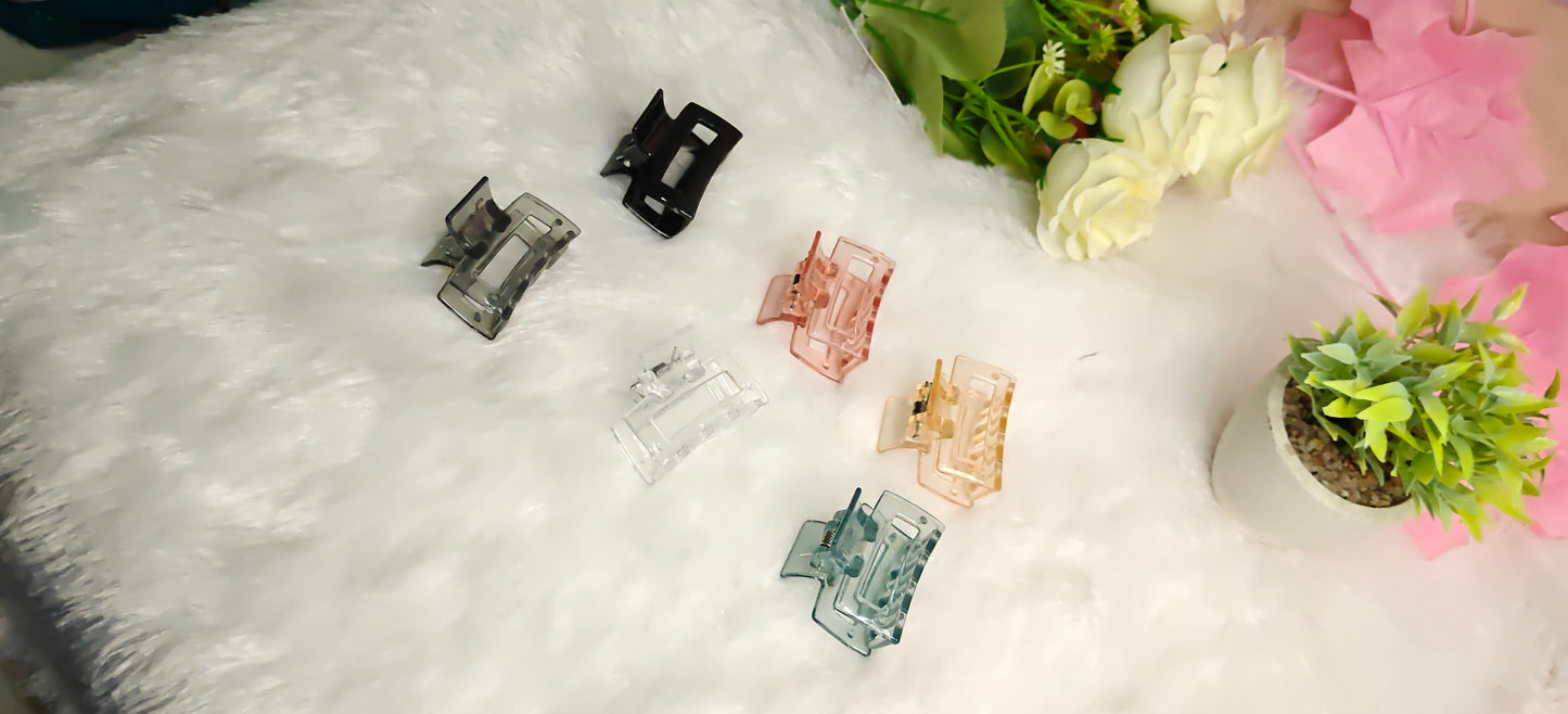 Set of 12 Pastel Acrylic Hair Claw Clips – Mini Square Barrettes for Women and Girls