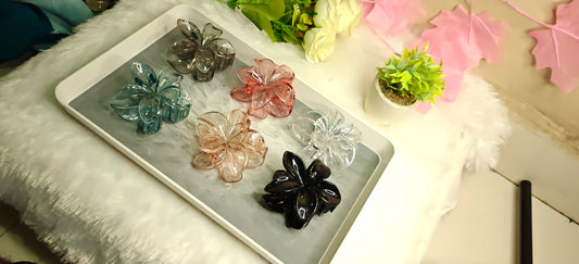 Set of Rose-Shaped Transparent Hair Claw Clips – 6 Colors