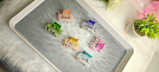 Colorful Speckled Hair Claw Clips – Set of 12