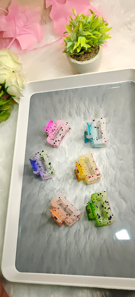 Colorful Speckled Hair Claw Clips – Set of 12