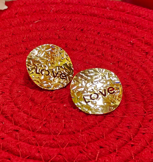 "Unapologetically Love: Textured Gold Statement Studs" at Dilverse
