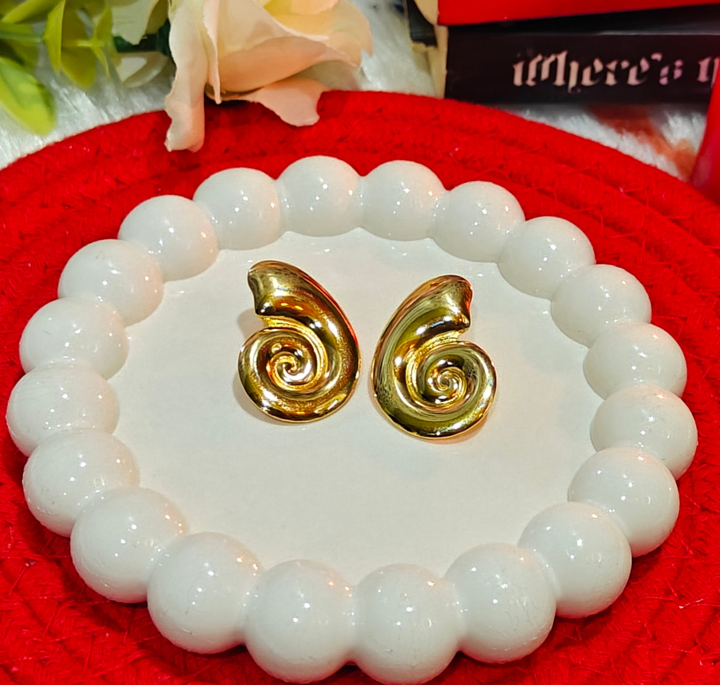 "Golden Whispers: Spirals of Elegance Stud Earrings" at Dilverse