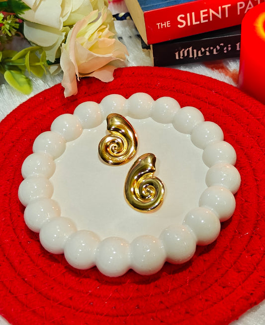 "Golden Whispers: Spirals of Elegance Stud Earrings" at Dilverse
