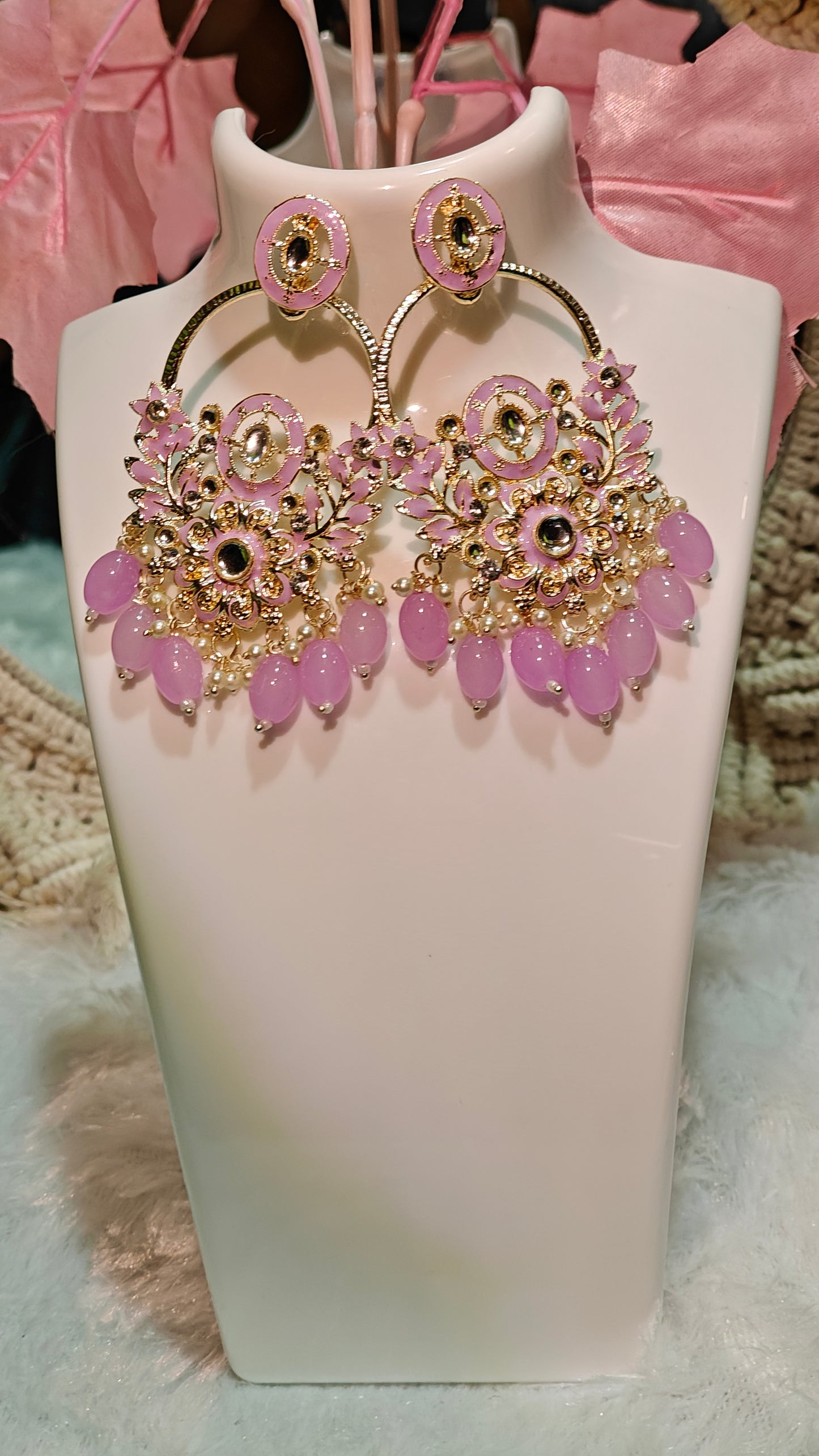 Pastel Blossom Statement Chandbali jumkas