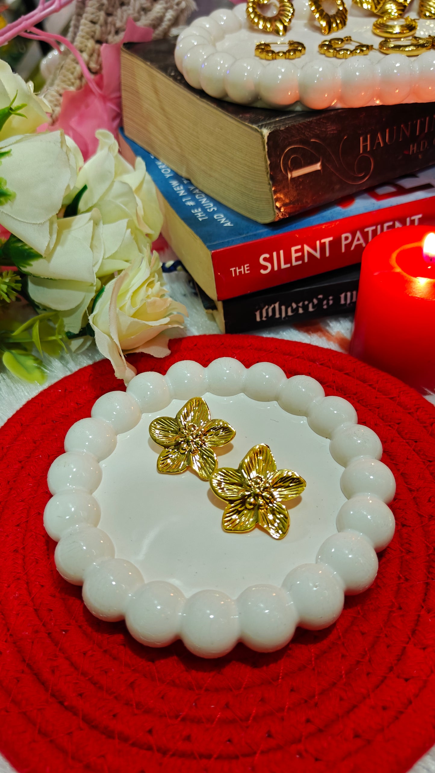 Golden Blossom Floral Stud Earrings at Dilverse 💫