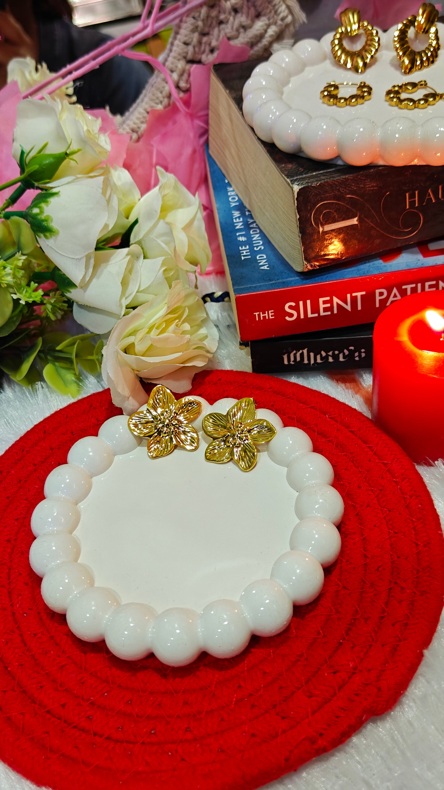 Golden Blossom Floral Stud Earrings at Dilverse 💫